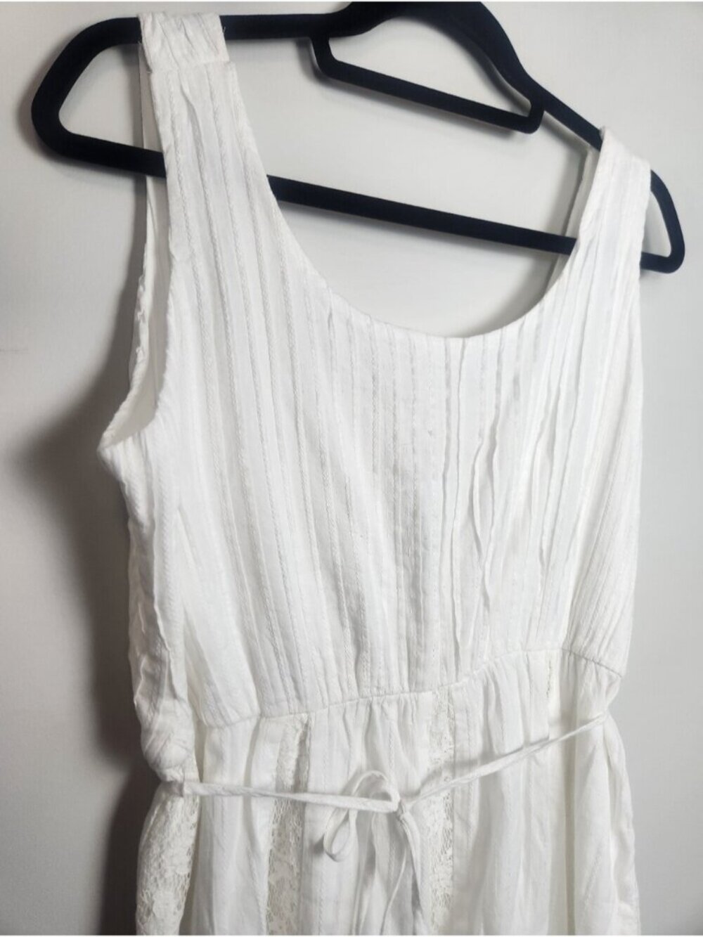 Adelyn Rae 100% Cotton White Eyelet Lace Sleeveless Maxi Dress Size Large Beach - Picture 4 of 13